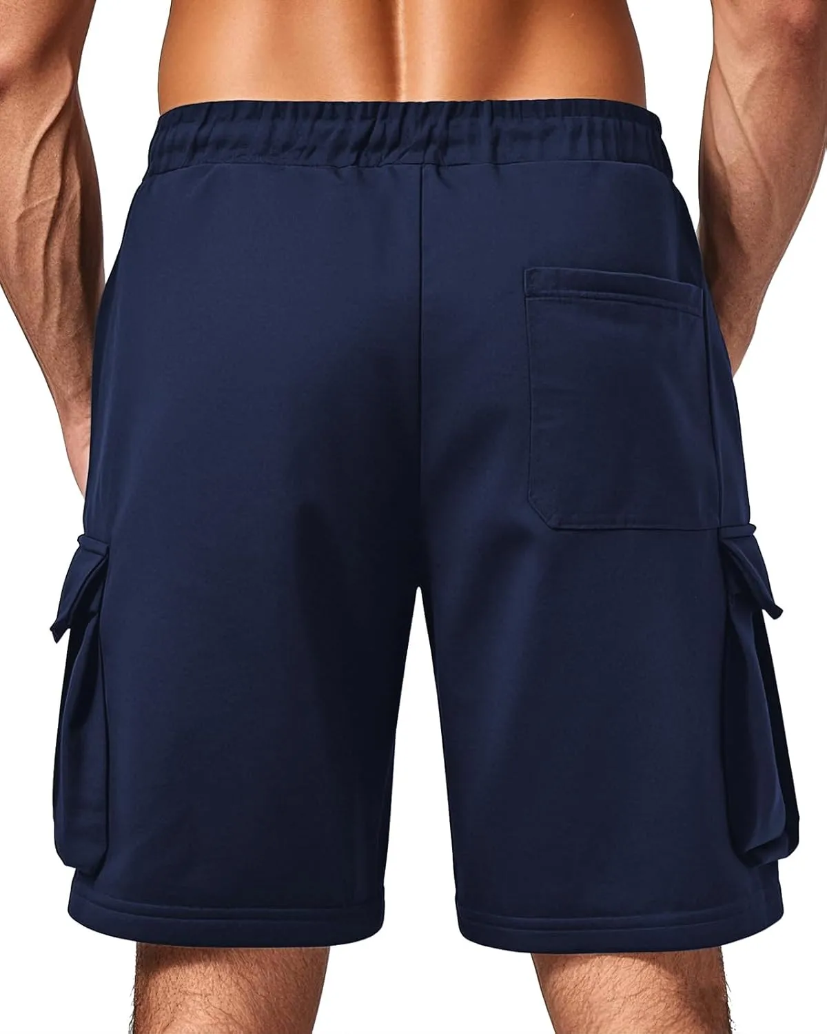 A WATERWANG Men's Cargo Sweat Shorts Casual Drawstring Elastic Waist Athletic Workout Gym Jogger Shorts with 5 Pockets