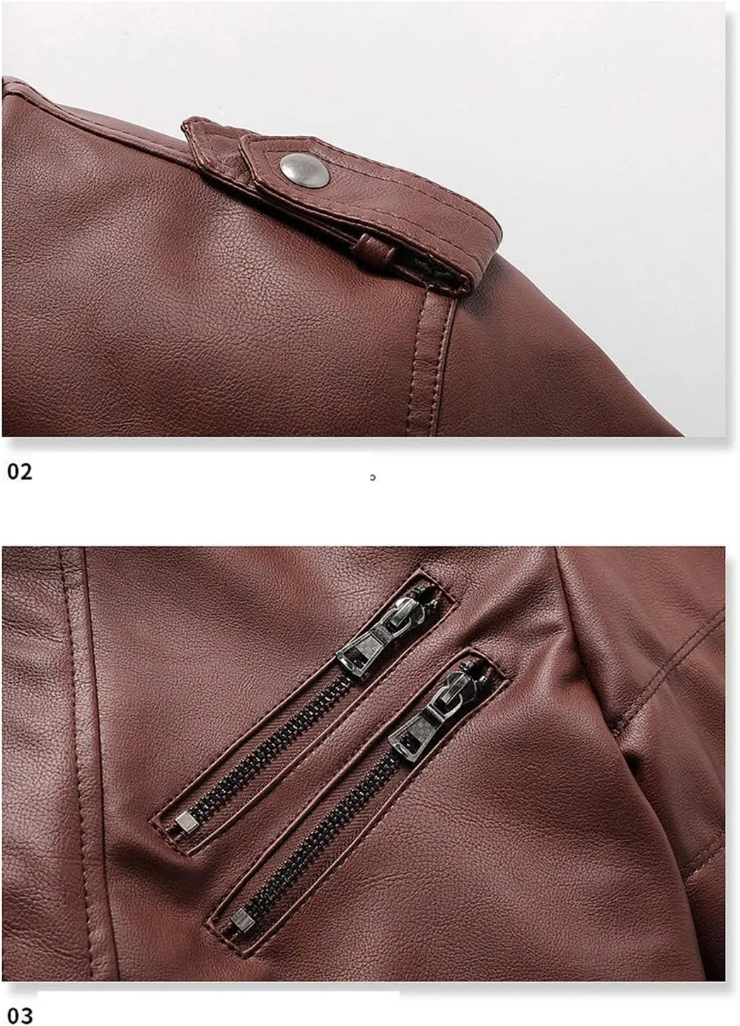 Alloaone Men Leather Jacket Motorcycle Pu Hooded Jacket Motorcycle Rider Leather Coat