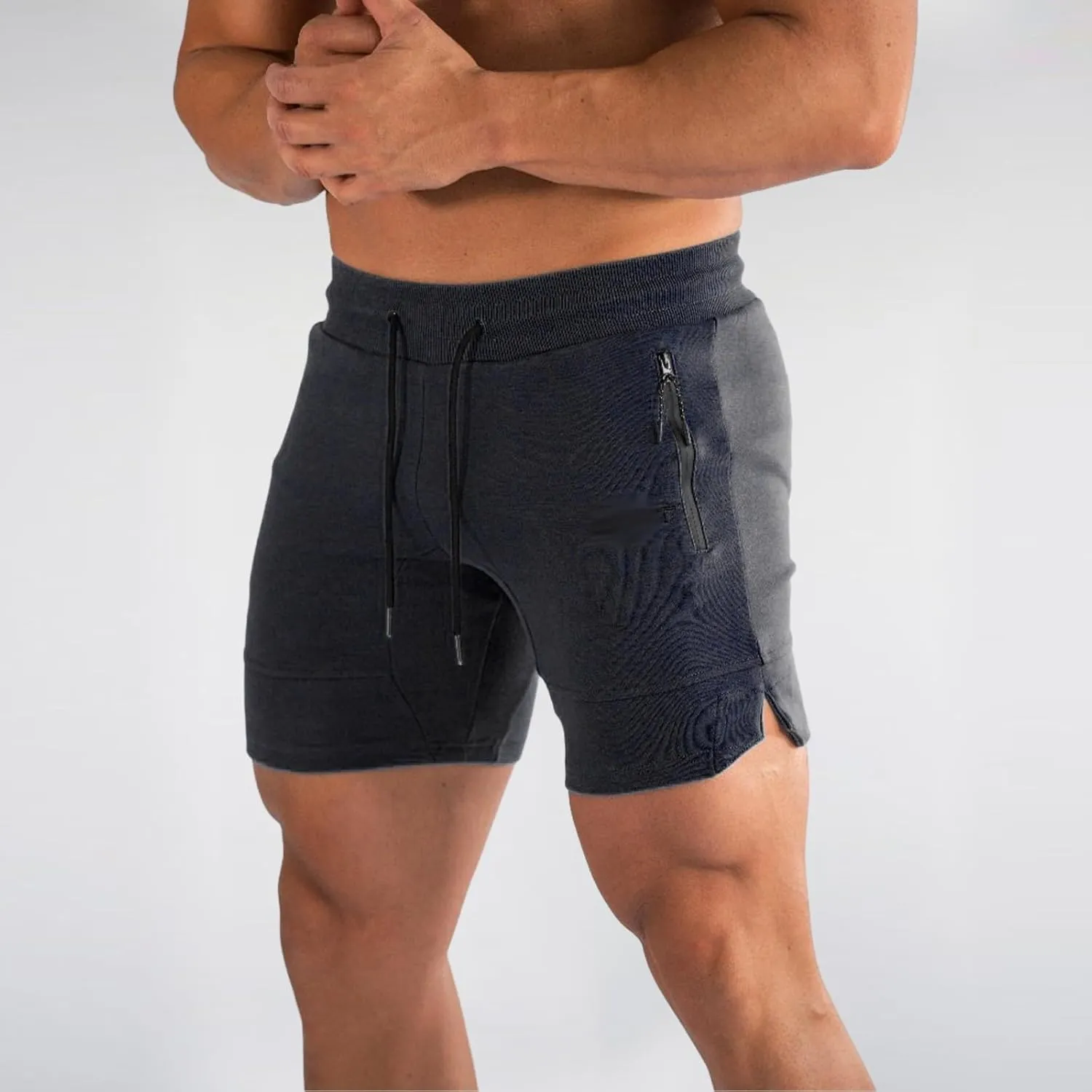 Athletic Shorts for Men Gym Workout Running SweatShorts Quick Dry Slim Fit Drawstring Zipper Pocket Summer Pants 2025