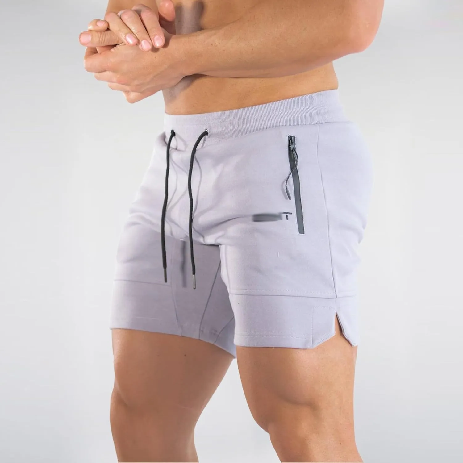 Athletic Shorts for Men Gym Workout Running SweatShorts Quick Dry Slim Fit Drawstring Zipper Pocket Summer Pants 2025