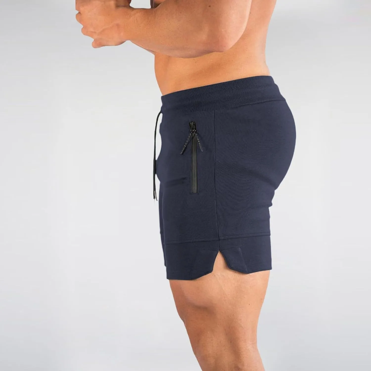 Athletic Shorts for Men Gym Workout Running SweatShorts Quick Dry Slim Fit Drawstring Zipper Pocket Summer Pants 2025