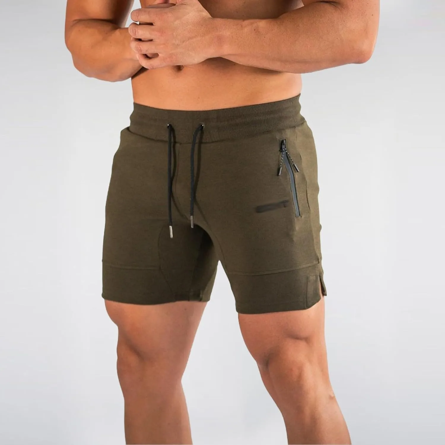 Athletic Shorts for Men Gym Workout Running SweatShorts Quick Dry Slim Fit Drawstring Zipper Pocket Summer Pants 2025
