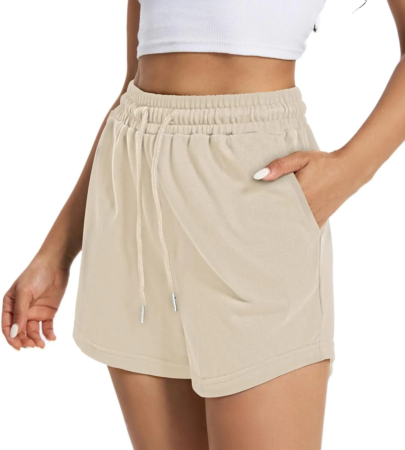 Auriviz Women's Sweat Shorts Comfy Lounge Running Shorts Gym Summer Casual High Waisted Athletic Shorts with Pockets