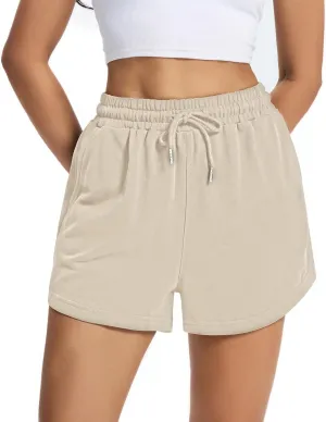 Auriviz Women's Sweat Shorts Comfy Lounge Running Shorts Gym Summer Casual High Waisted Athletic Shorts with Pockets