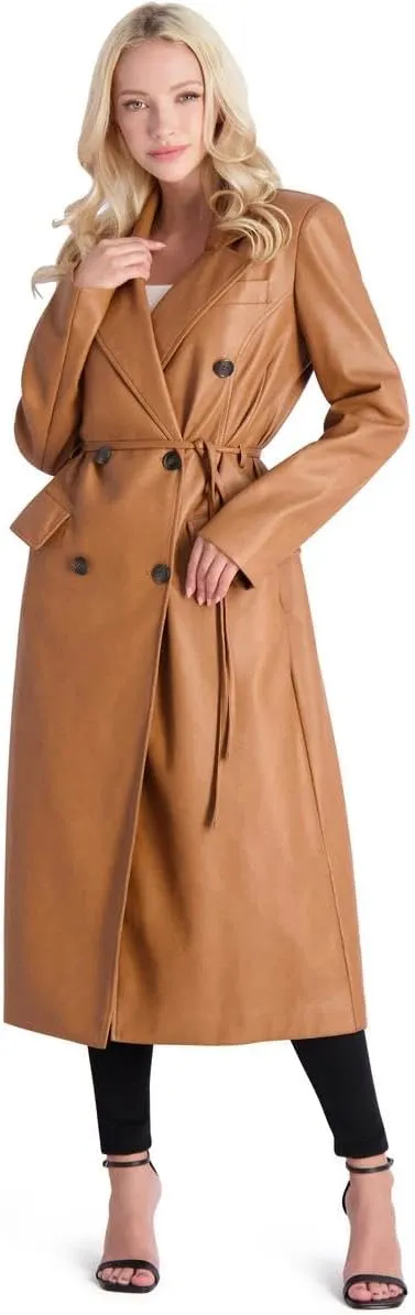 Avec Les Filles Women's Belted Faux Leather Coat