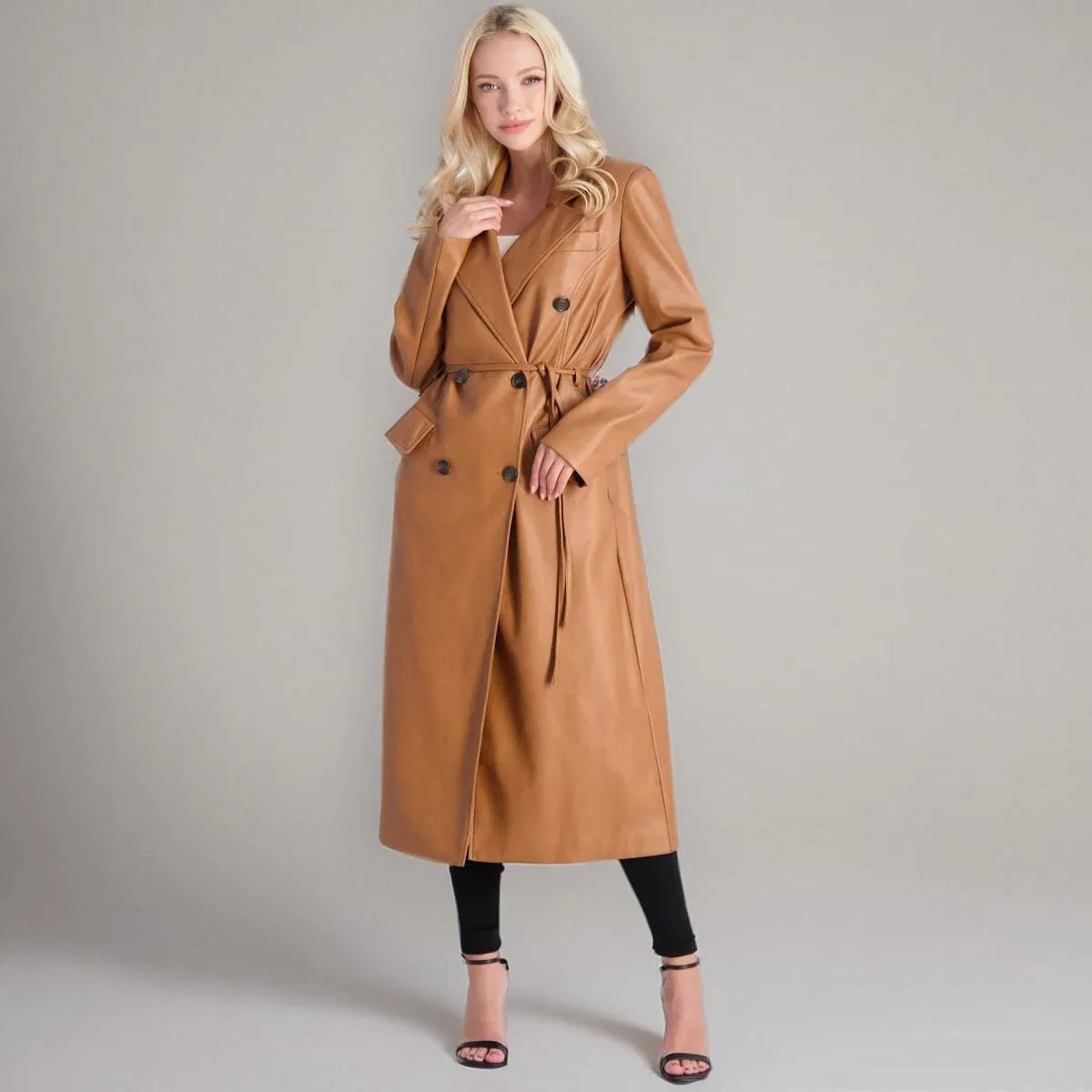 Avec Les Filles Women's Belted Faux Leather Coat