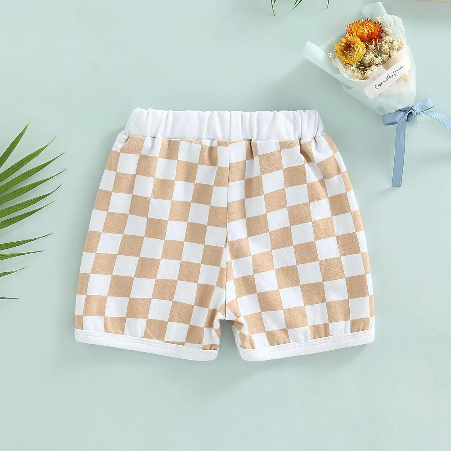Baby Boy Cotton Shorts Toddler Boys Summer Checkerboard Jogger Shorts Elastic Waist Casual Short Pants with Pockets