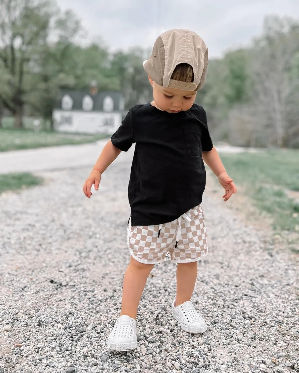 Baby Boy Cotton Shorts Toddler Boys Summer Checkerboard Jogger Shorts Elastic Waist Casual Short Pants with Pockets