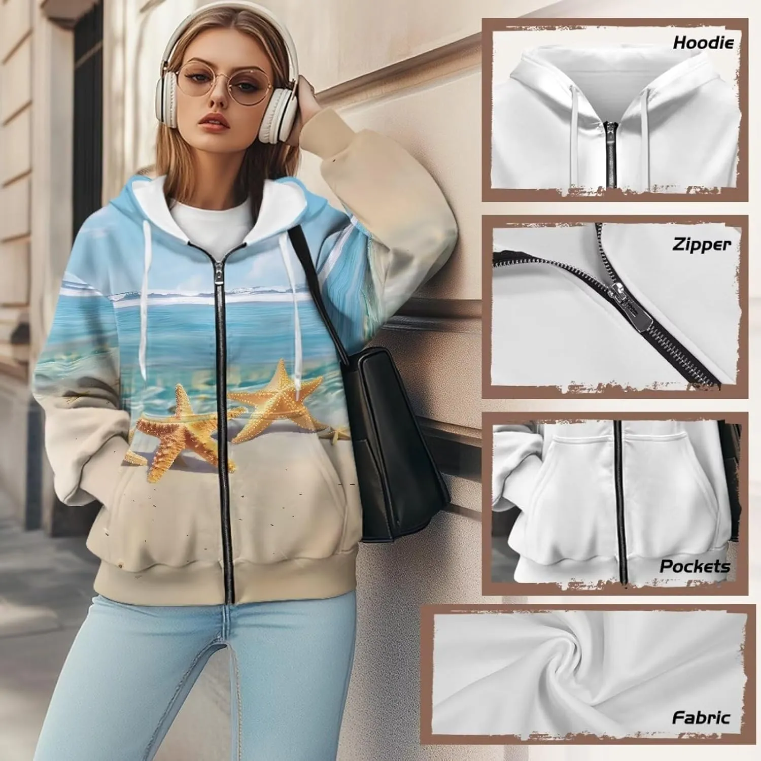 Biyejit Womens Zip Up Hoodies Long Sleeve Fall Oversized Sweatshirts Y2K Jacket with Pockets