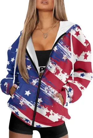 Biyejit Womens Zip Up Hoodies Long Sleeve Fall Oversized Sweatshirts Y2K Jacket with Pockets