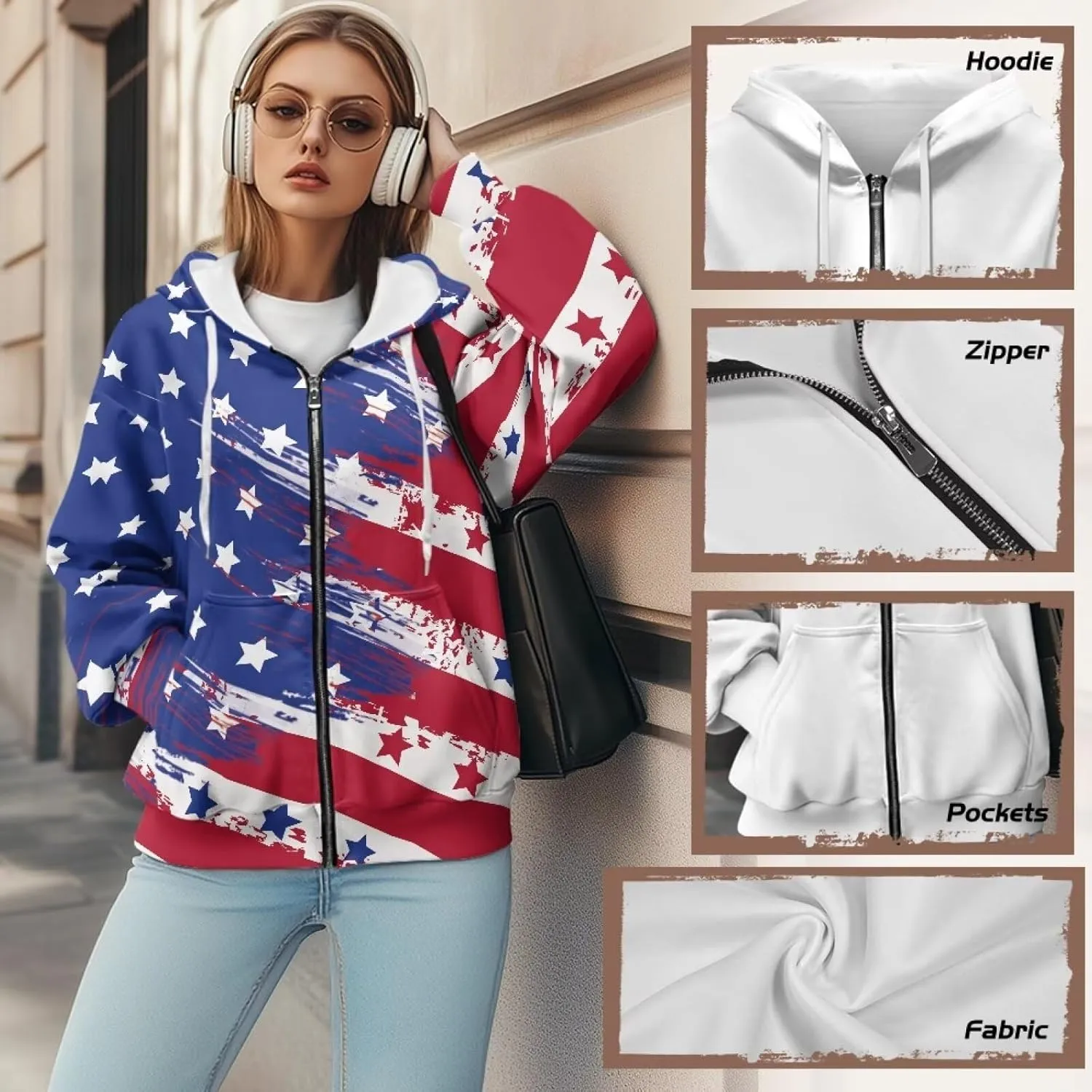 Biyejit Womens Zip Up Hoodies Long Sleeve Fall Oversized Sweatshirts Y2K Jacket with Pockets