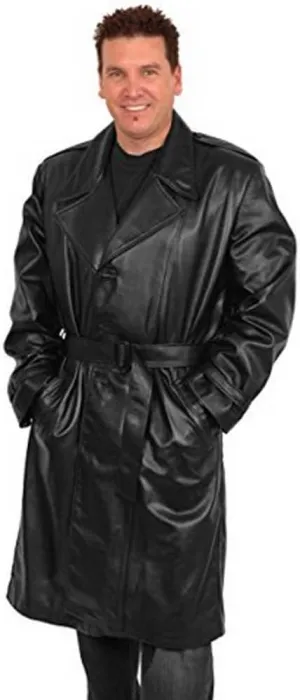 Black Cowhide Leather Coat Made in The USA