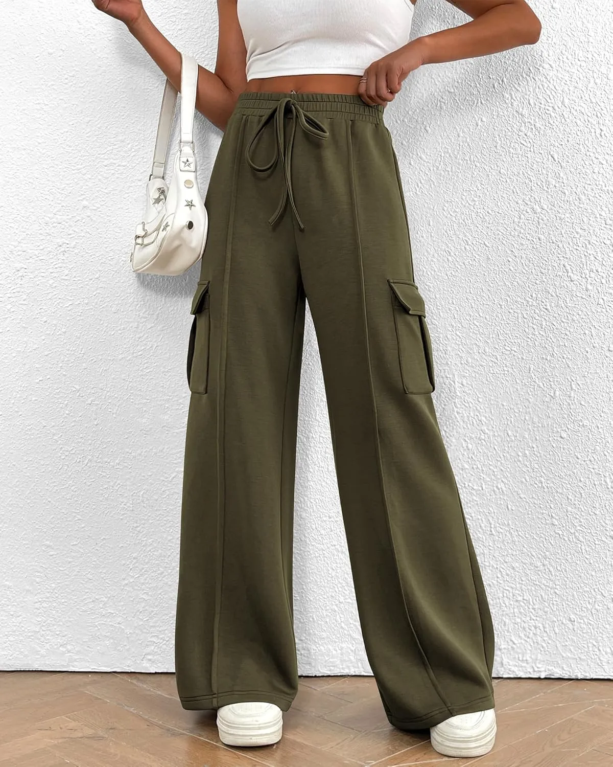 BTFBM Women's Running Sweatpants Fall Baggy Wide Leg Lounge Pants Casual Workout Joggers Pants with Pockets