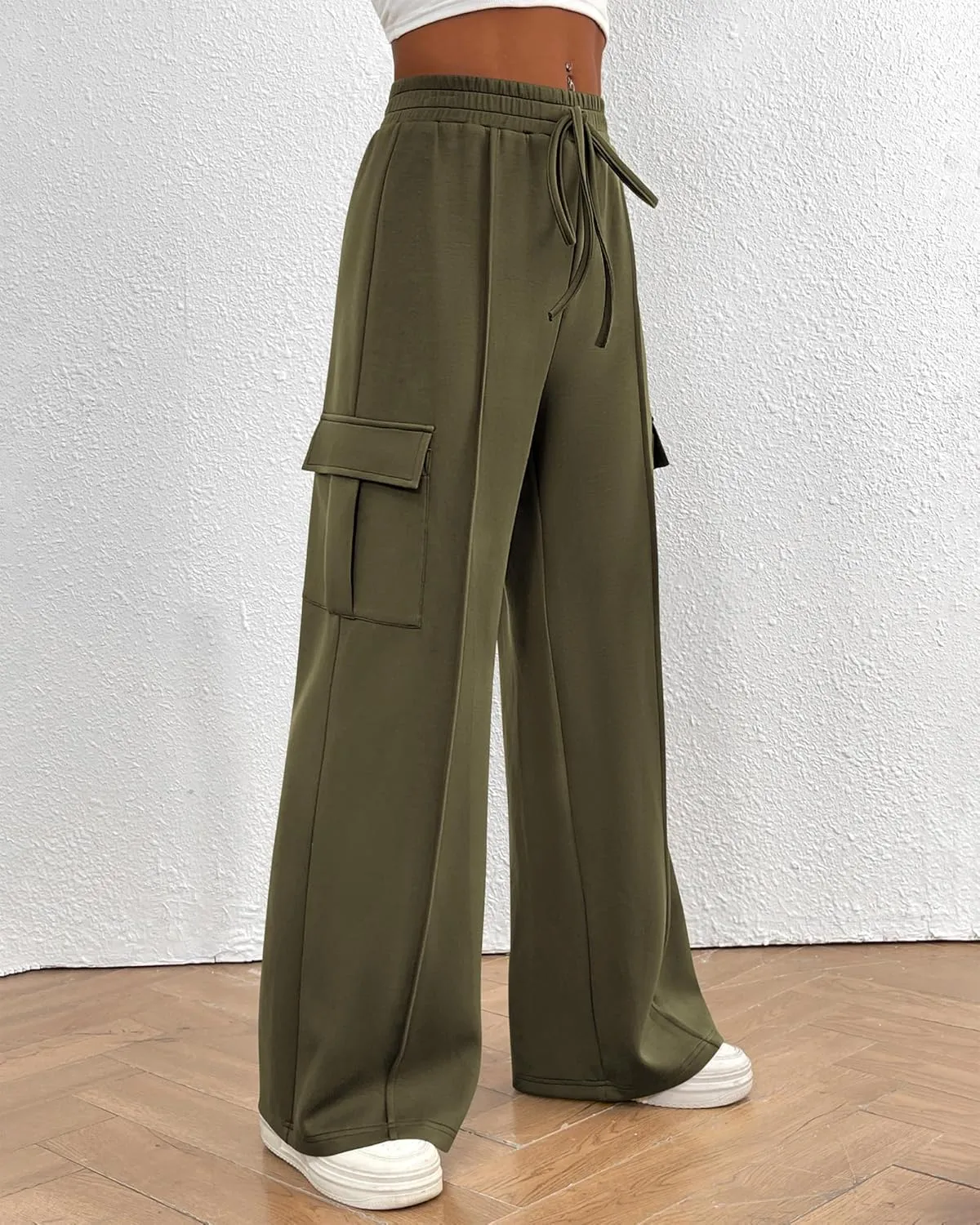 BTFBM Women's Running Sweatpants Fall Baggy Wide Leg Lounge Pants Casual Workout Joggers Pants with Pockets