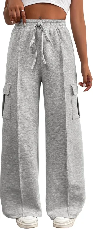 BTFBM Women's Running Sweatpants Fall Baggy Wide Leg Lounge Pants Casual Workout Joggers Pants with Pockets