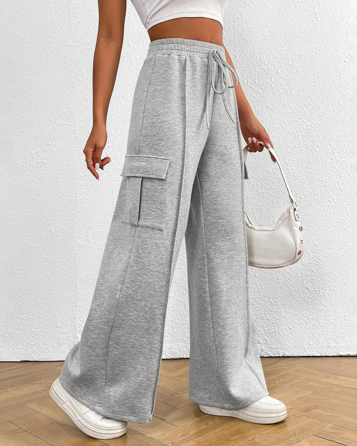 BTFBM Women's Running Sweatpants Fall Baggy Wide Leg Lounge Pants Casual Workout Joggers Pants with Pockets