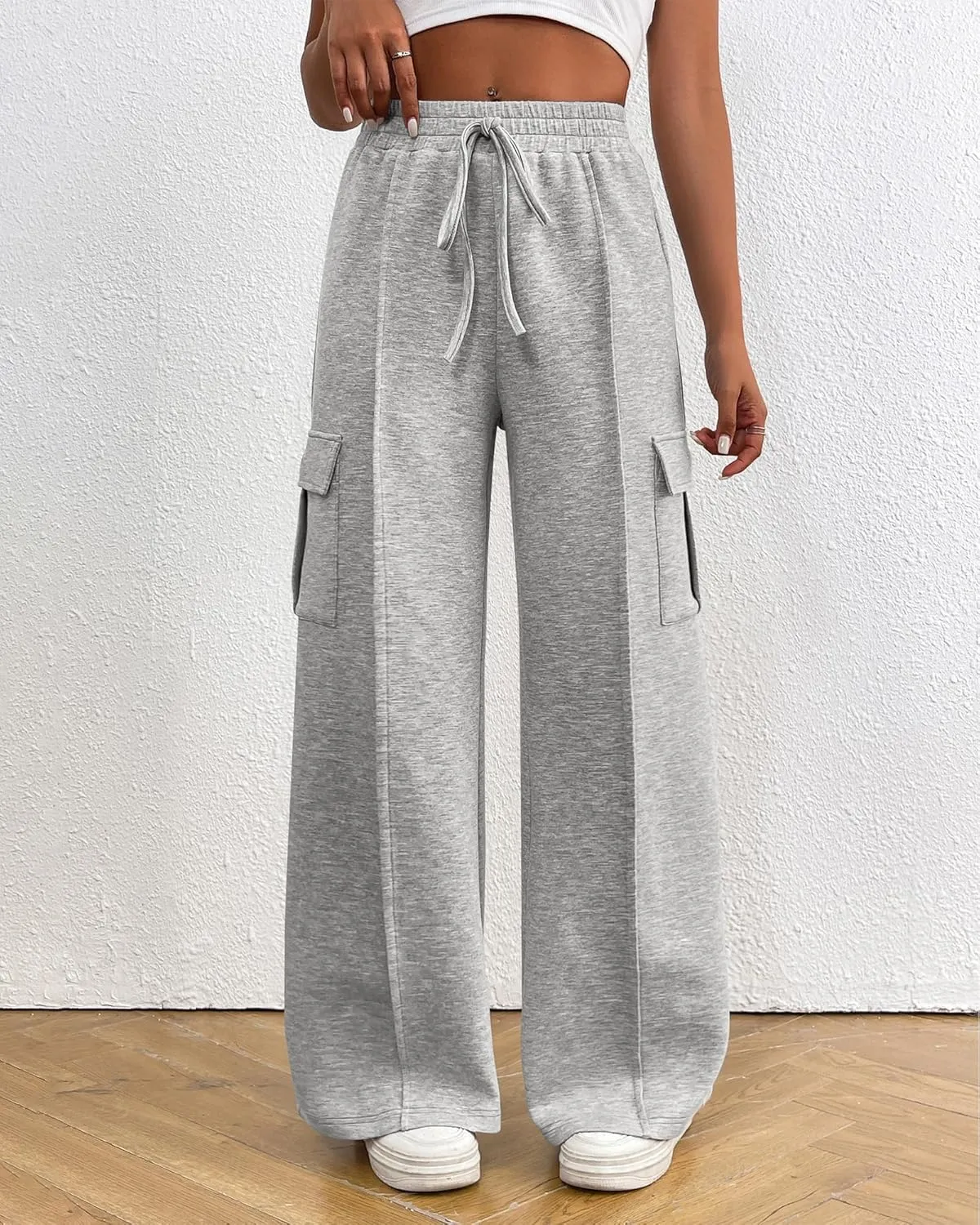 BTFBM Women's Running Sweatpants Fall Baggy Wide Leg Lounge Pants Casual Workout Joggers Pants with Pockets