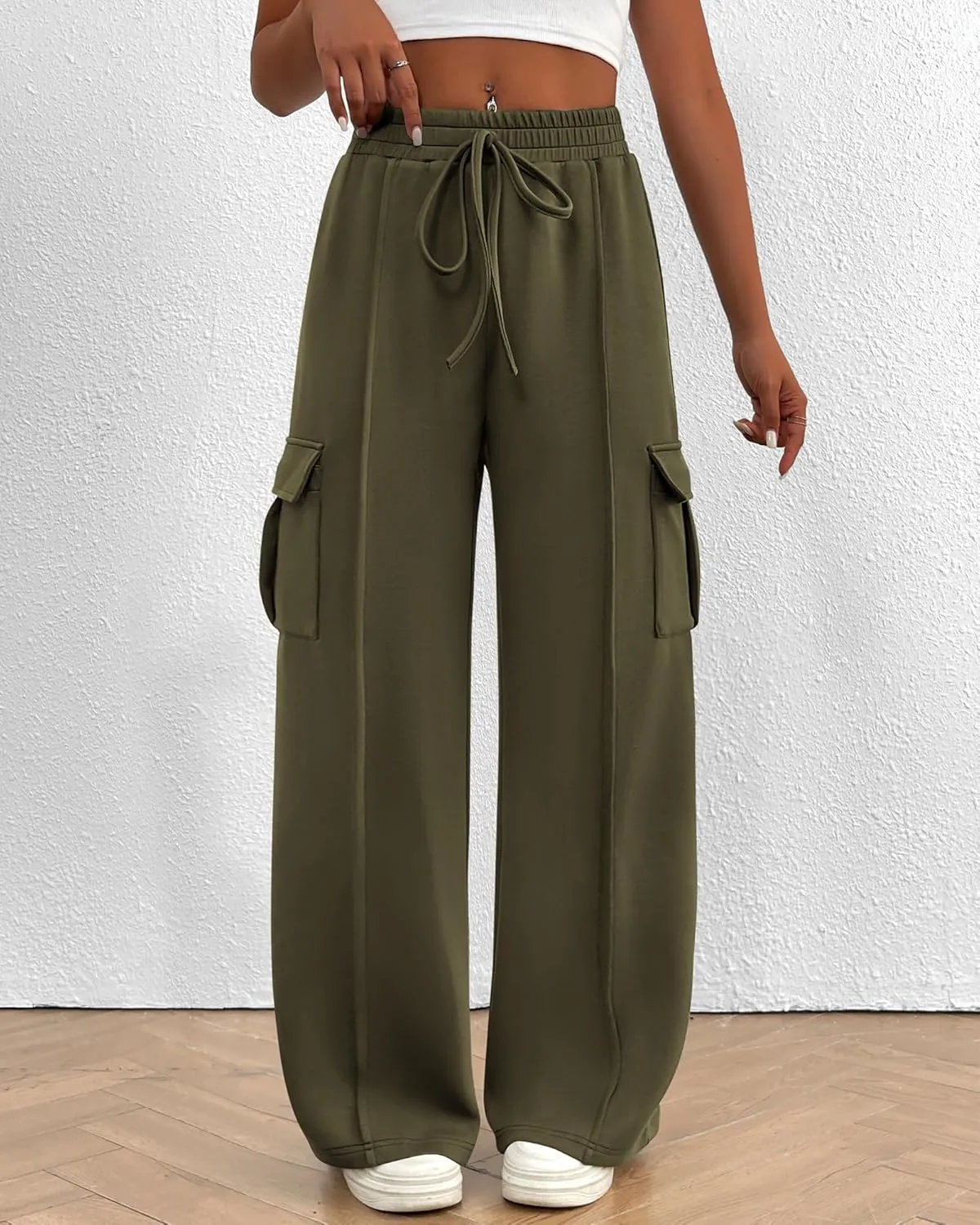 BTFBM Women's Running Sweatpants Fall Baggy Wide Leg Lounge Pants Casual Workout Joggers Pants with Pockets