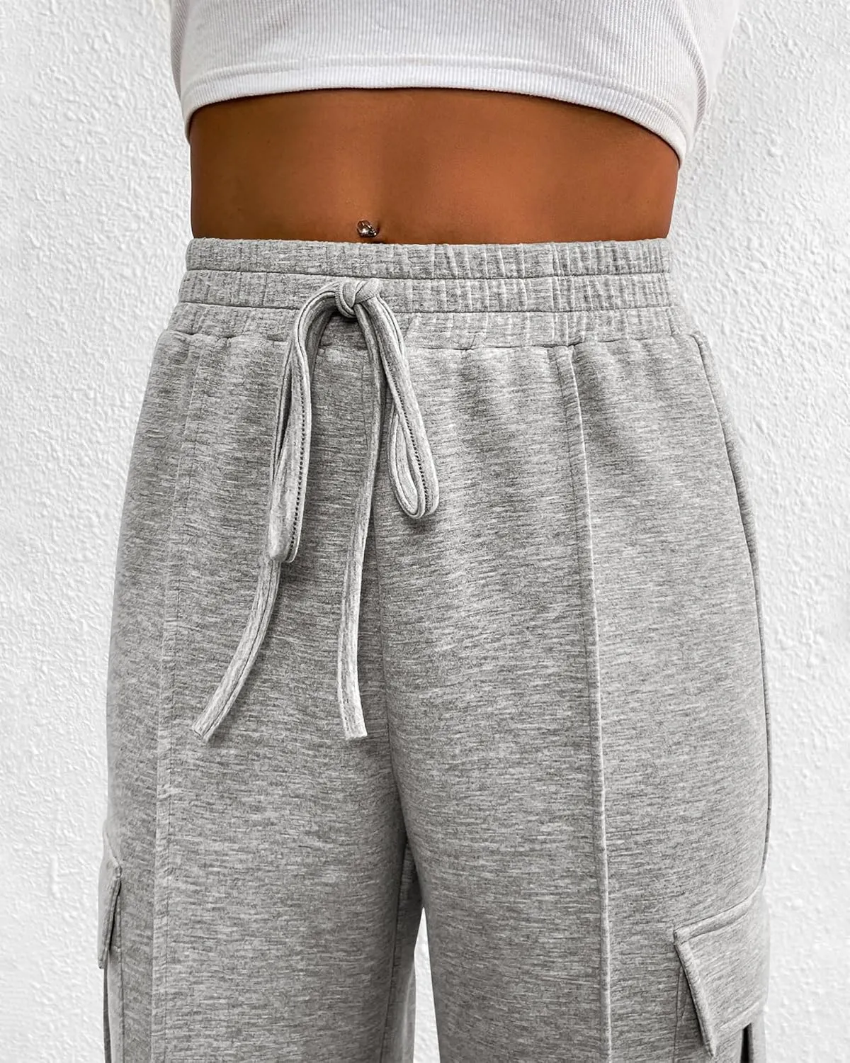 BTFBM Women's Running Sweatpants Fall Baggy Wide Leg Lounge Pants Casual Workout Joggers Pants with Pockets