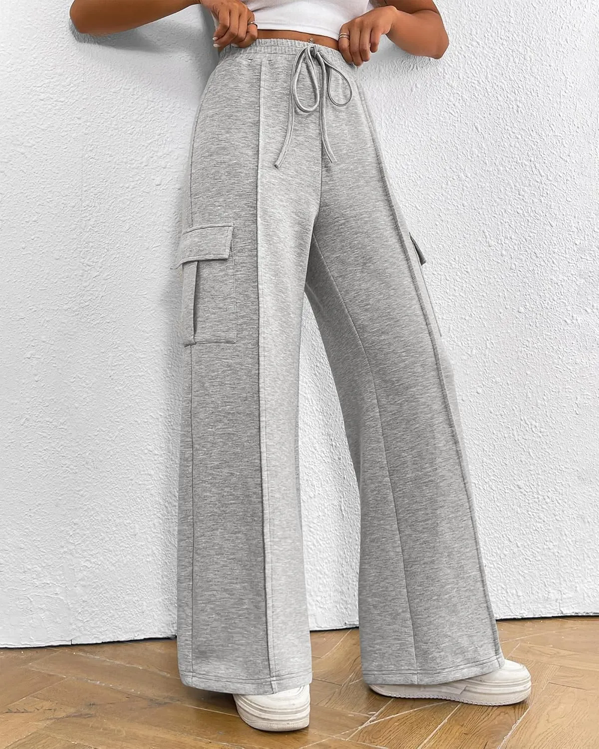BTFBM Women's Running Sweatpants Fall Baggy Wide Leg Lounge Pants Casual Workout Joggers Pants with Pockets
