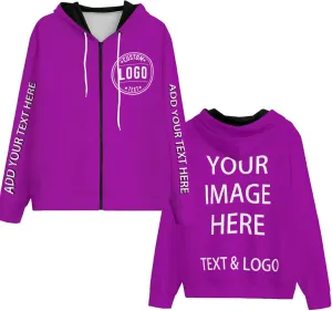 Bulk Custom Zip Up Hoodies Personalized Sweatshirts Unisex Add Your Text Photo Customize Hoodie