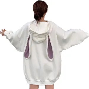 Bunny Jacket with Ears Fall Rabbit Ear with Hood Cute Bear Hoodie Long Sleeve Loose Fit Fleece Lined Hoodies
