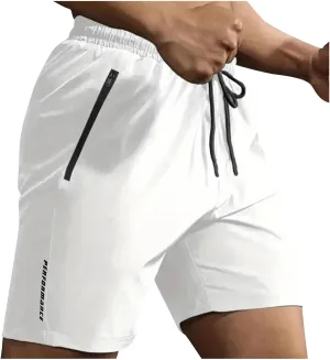 Cambkatl Men's Workout Running Shorts Drawstring Quick Dry Breathable Casual Summer Outdoot Beach Shorts with Zipper Pockets