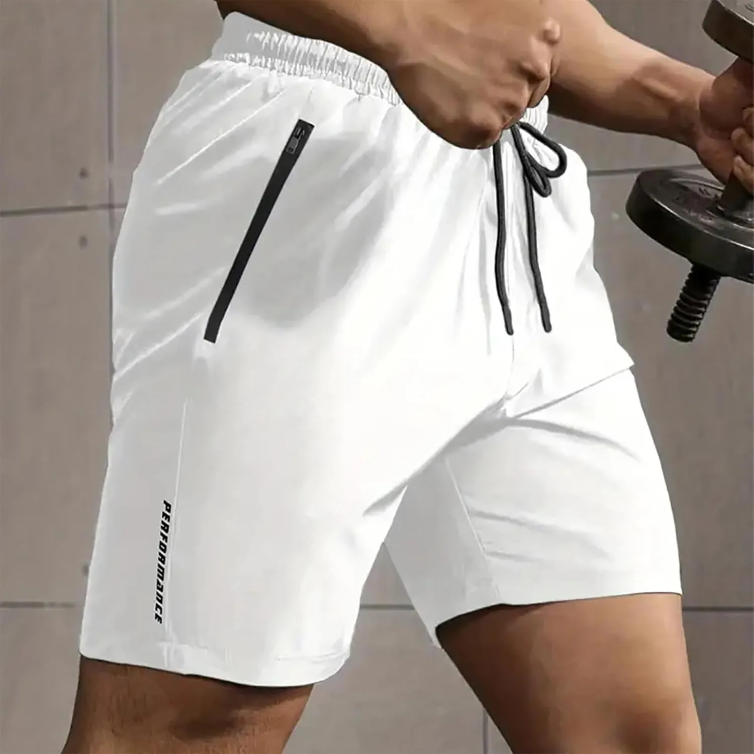 Cambkatl Men's Workout Running Shorts Drawstring Quick Dry Breathable Casual Summer Outdoot Beach Shorts with Zipper Pockets
