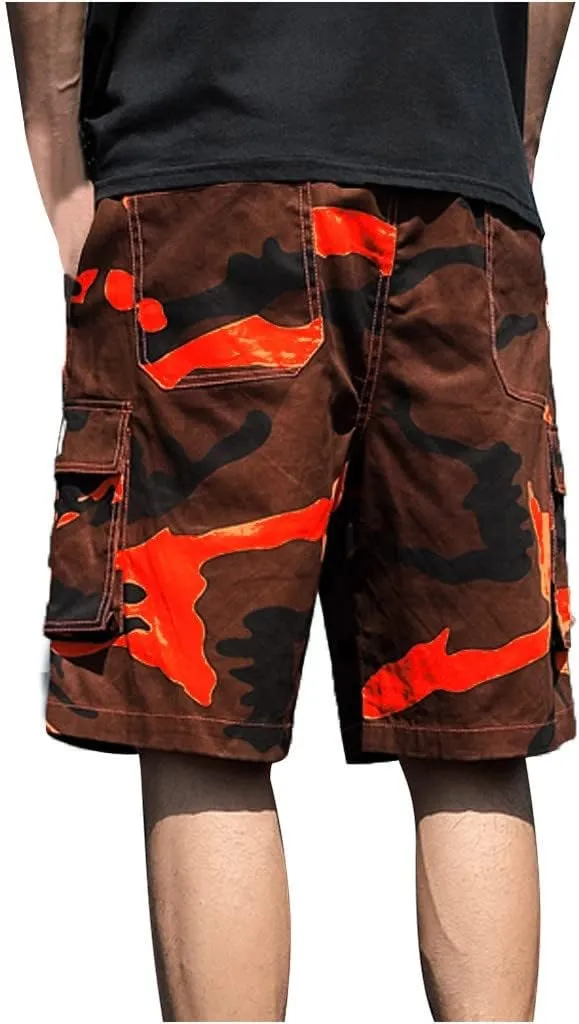 Camo Shorts for Mens 2025 Summer Outdoor Workout Training Overalls Fashion Drawstring Casual Shorts with Multi Pocket
