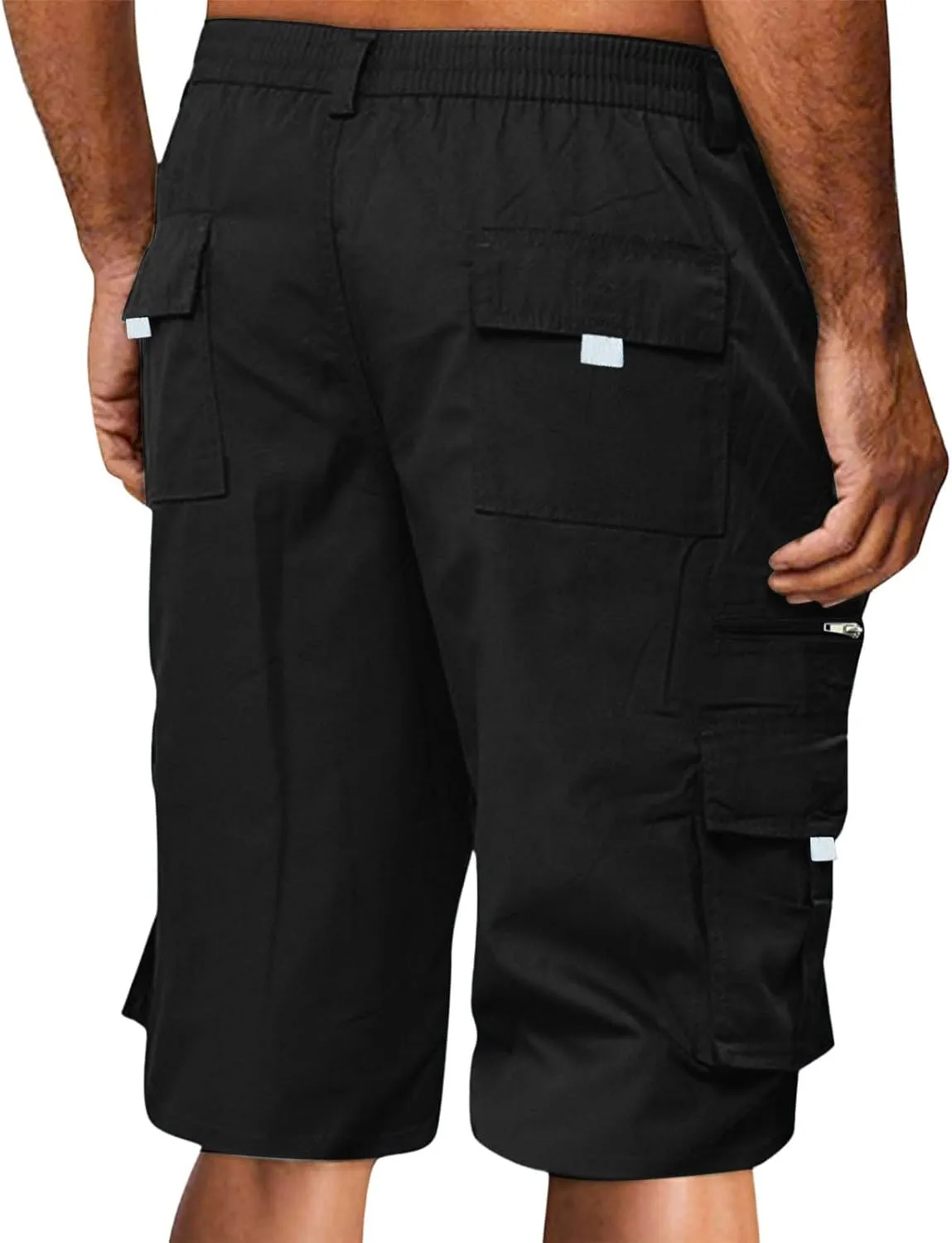 Cargo Shorts for Men Baggy Lightweight Casual Fashion Shorts with Multi-Pocket Button Zipper Elastic Waist Half Pants