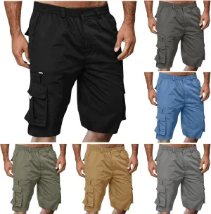 Cargo Shorts for Men Baggy Lightweight Casual Fashion Shorts with Multi-Pocket Button Zipper Elastic Waist Half Pants