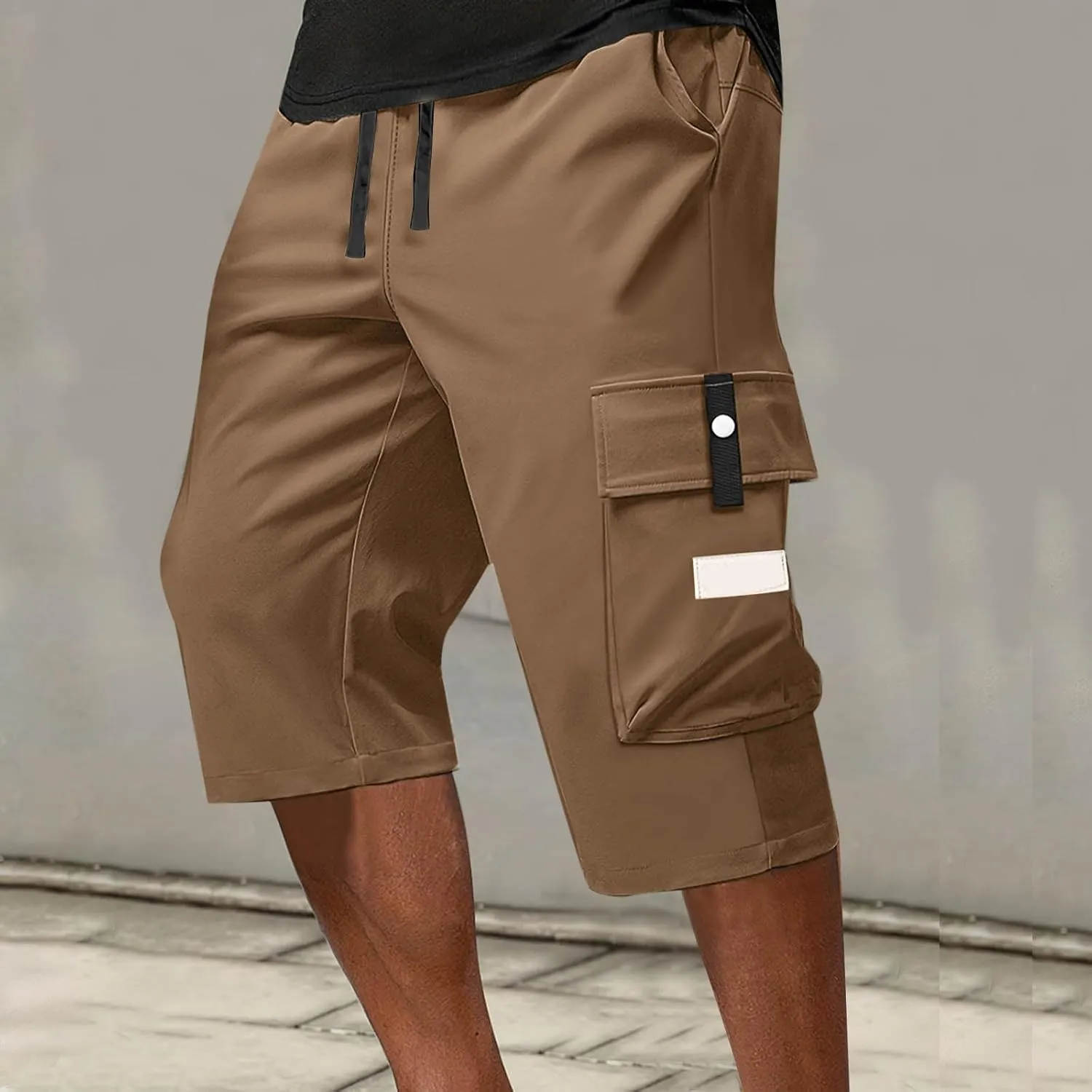 Cargo Shorts for Men Below Knee Lightweight Waterproof Long Shorts Quick Dry Work Bermuda Short Pants Multi Pockets