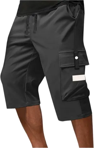 Cargo Shorts for Men Below Knee Lightweight Waterproof Long Shorts Quick Dry Work Bermuda Short Pants Multi Pockets