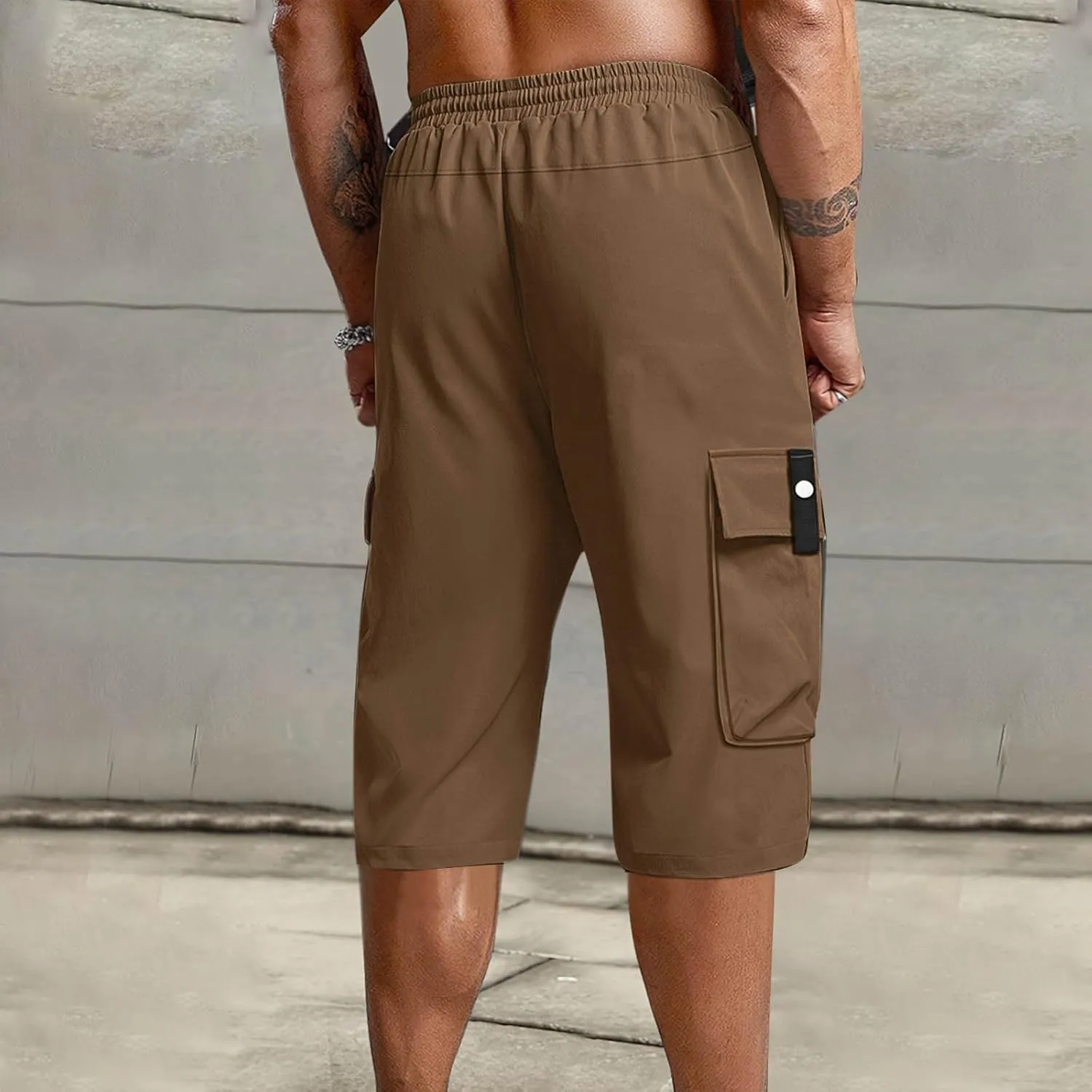 Cargo Shorts for Men Below Knee Lightweight Waterproof Long Shorts Quick Dry Work Bermuda Short Pants Multi Pockets