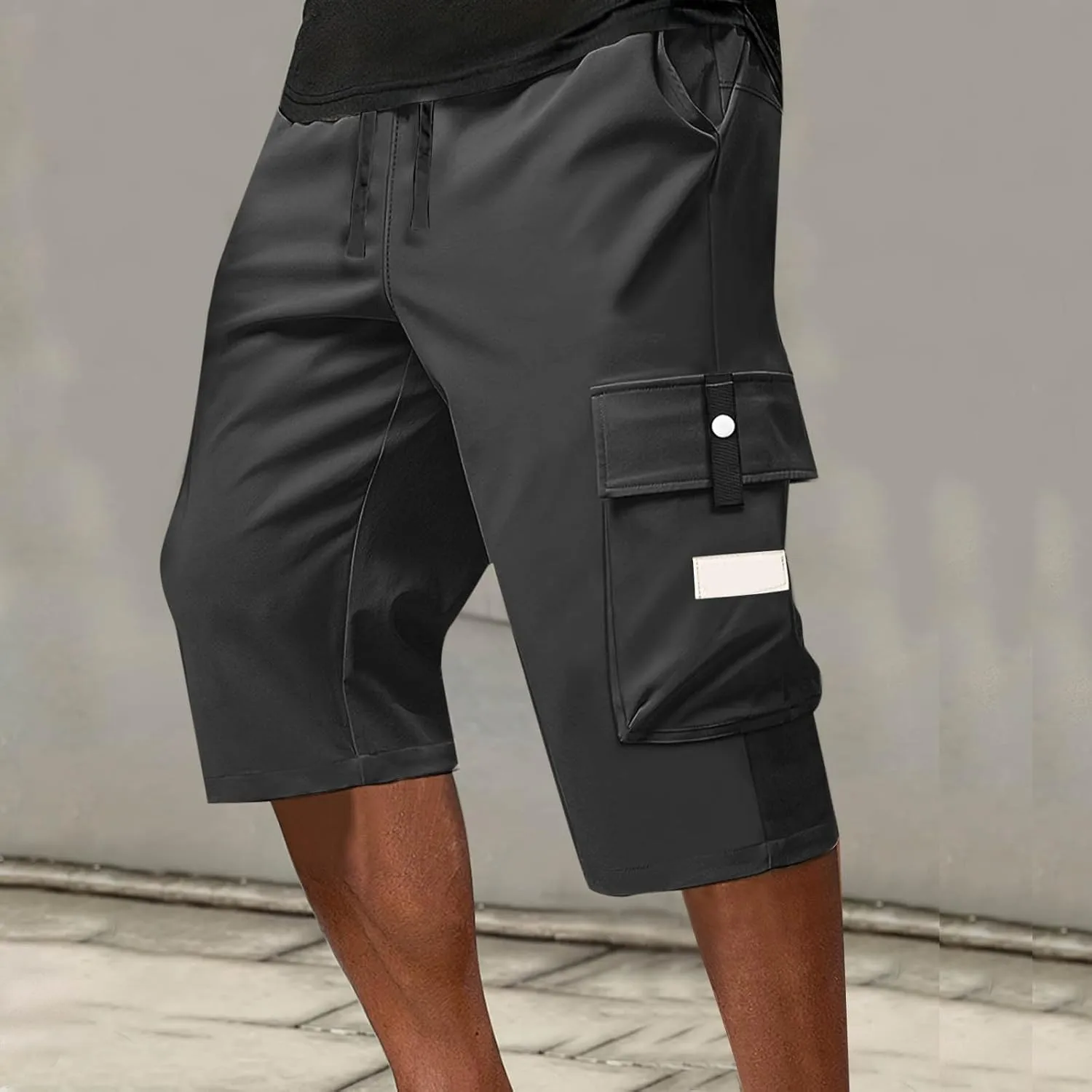 Cargo Shorts for Men Below Knee Lightweight Waterproof Long Shorts Quick Dry Work Bermuda Short Pants Multi Pockets