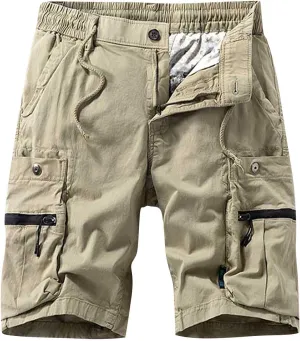 Cargo Shorts for Men Cotton Plus Size Stretch Comfy Sweat Short Drawstring Baggy Multiple Pockets Workwear Shorts