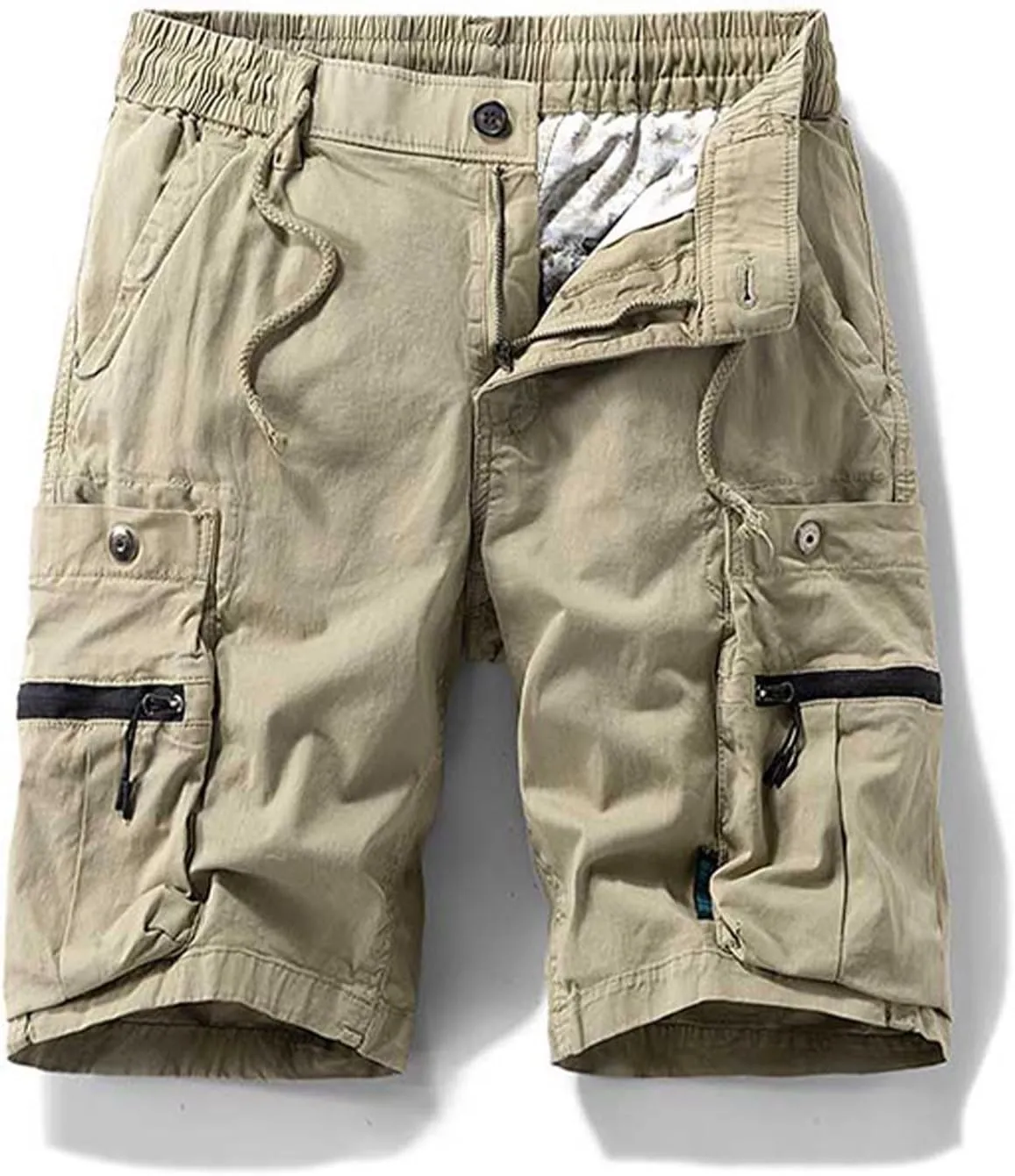 Cargo Shorts for Men Cotton Plus Size Stretch Comfy Sweat Short Drawstring Baggy Multiple Pockets Workwear Shorts
