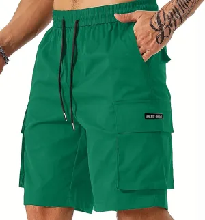 Cargo Shorts for Men Drawstring Elastic Waist Athletic Work Shorts Outdoor Hiking Short Pants with Multi Pockets
