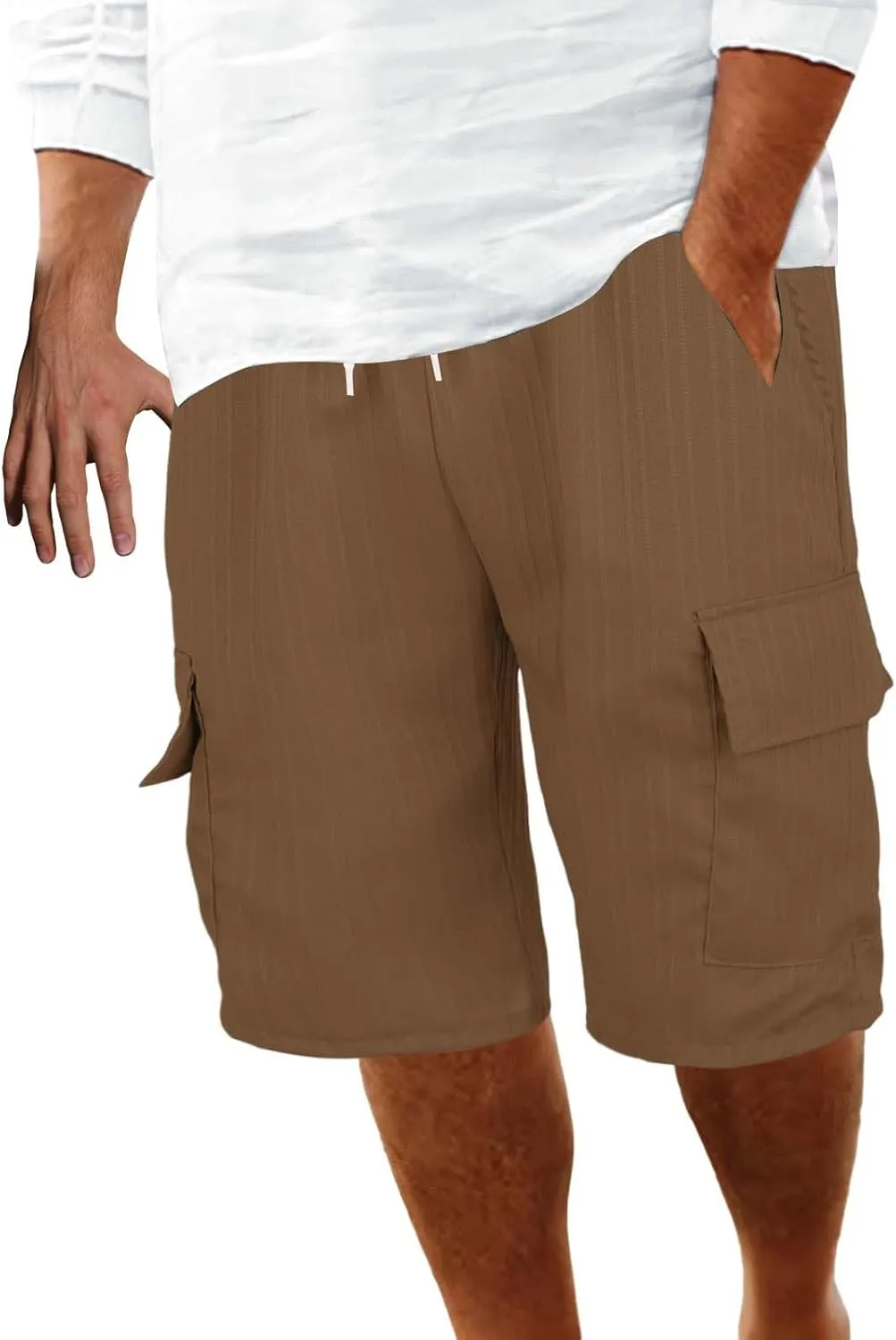 Cargo Shorts for Men Quick Dry Lightweight Breathable Elastic Waist Drawstring Lounge Pants Sports Shorts with Pocket