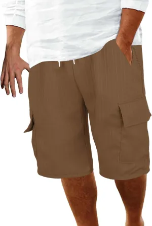 Cargo Shorts for Men Quick Dry Lightweight Breathable Elastic Waist Drawstring Lounge Pants Sports Shorts with Pocket