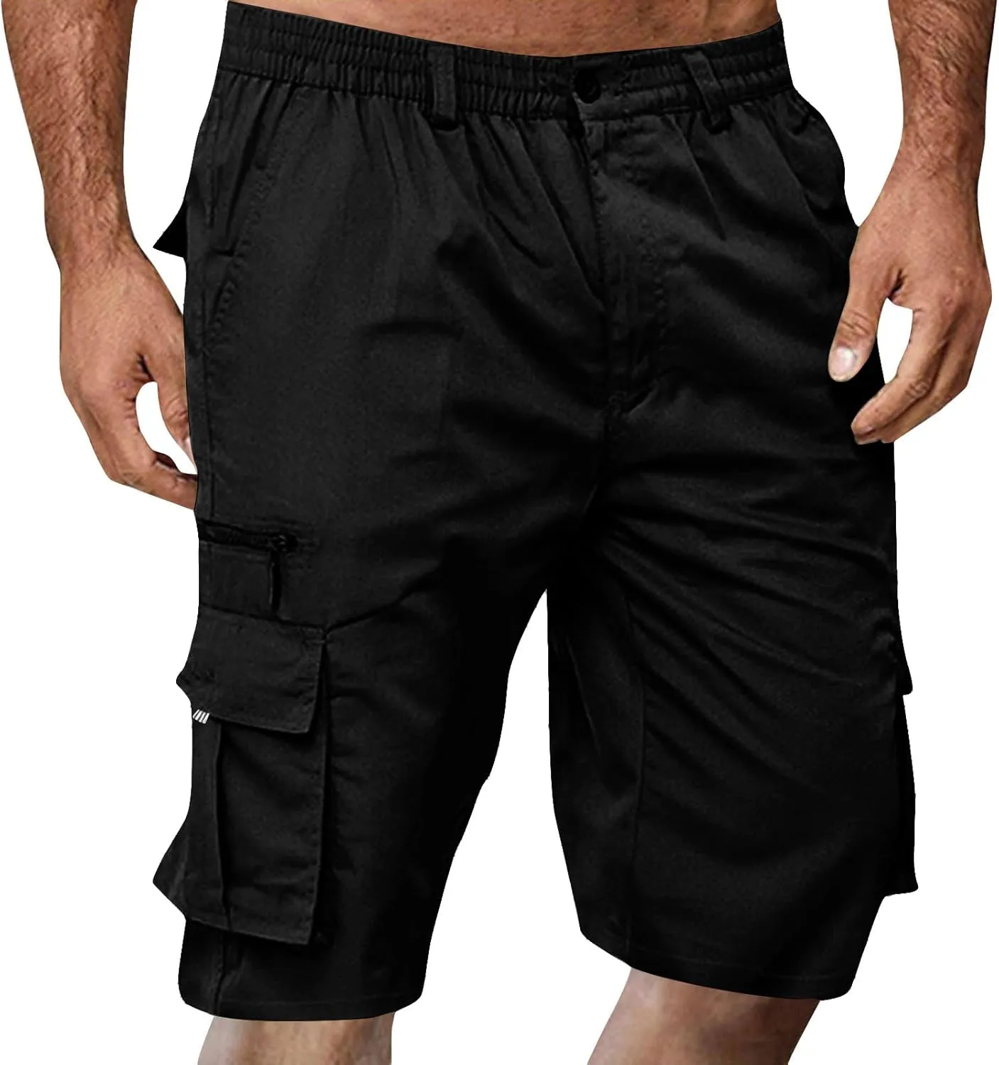 Cargo Shorts for Men Relaxed Lightweight Workout Shorts 2025 Summer Elastic Waist Zipper Golf Tactical SweatShorts