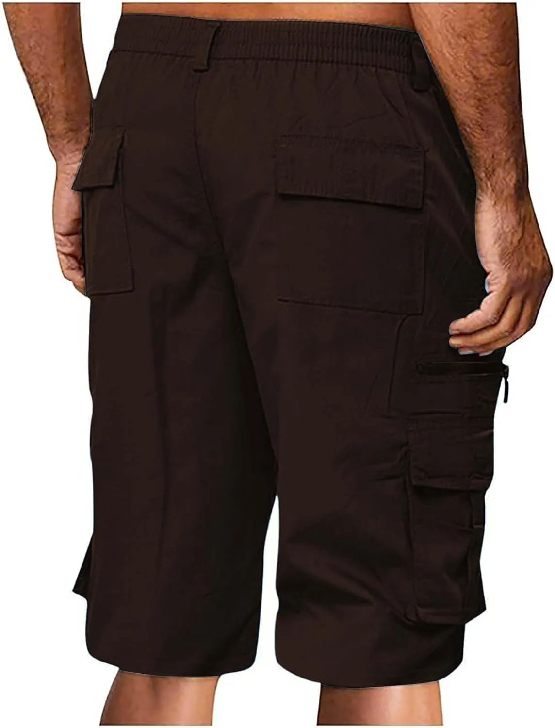 Cargo Shorts for Men Stretch Waist Casual Athletic Hiking Sweat Shorts Knee Length Lightweight Straight Short Pants