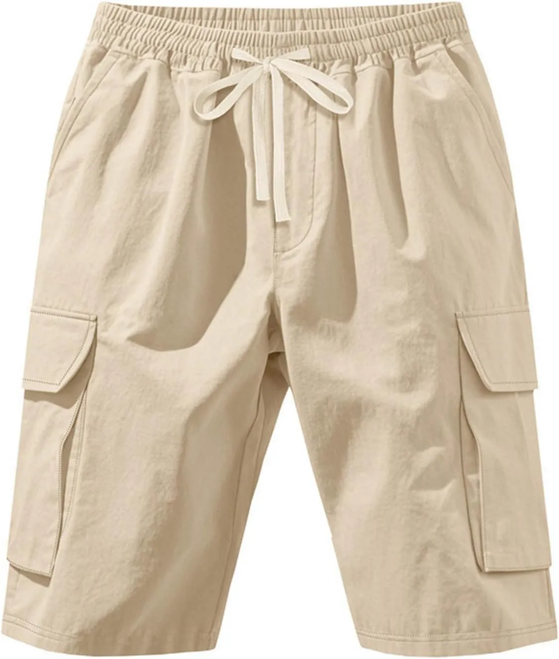 Cargo Shorts for Men Stretch Waist Drawstring Casual Chino Pant Outdoor Hiking Workout Lightweight Work Outfit Pocket