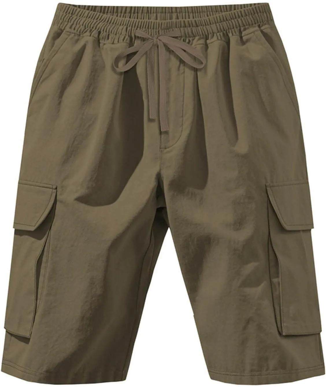 Cargo Shorts for Men Stretch Waist Drawstring Casual Chino Pant Outdoor Hiking Workout Lightweight Work Outfit Pocket