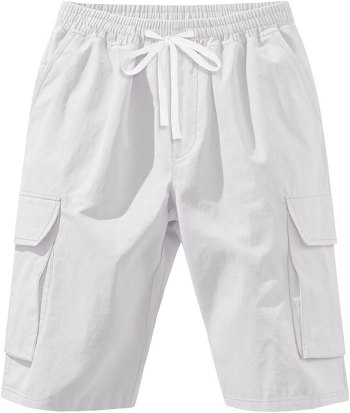 Cargo Shorts for Men Stretch Waist Drawstring Casual Chino Pant Outdoor Hiking Workout Lightweight Work Outfit Pocket