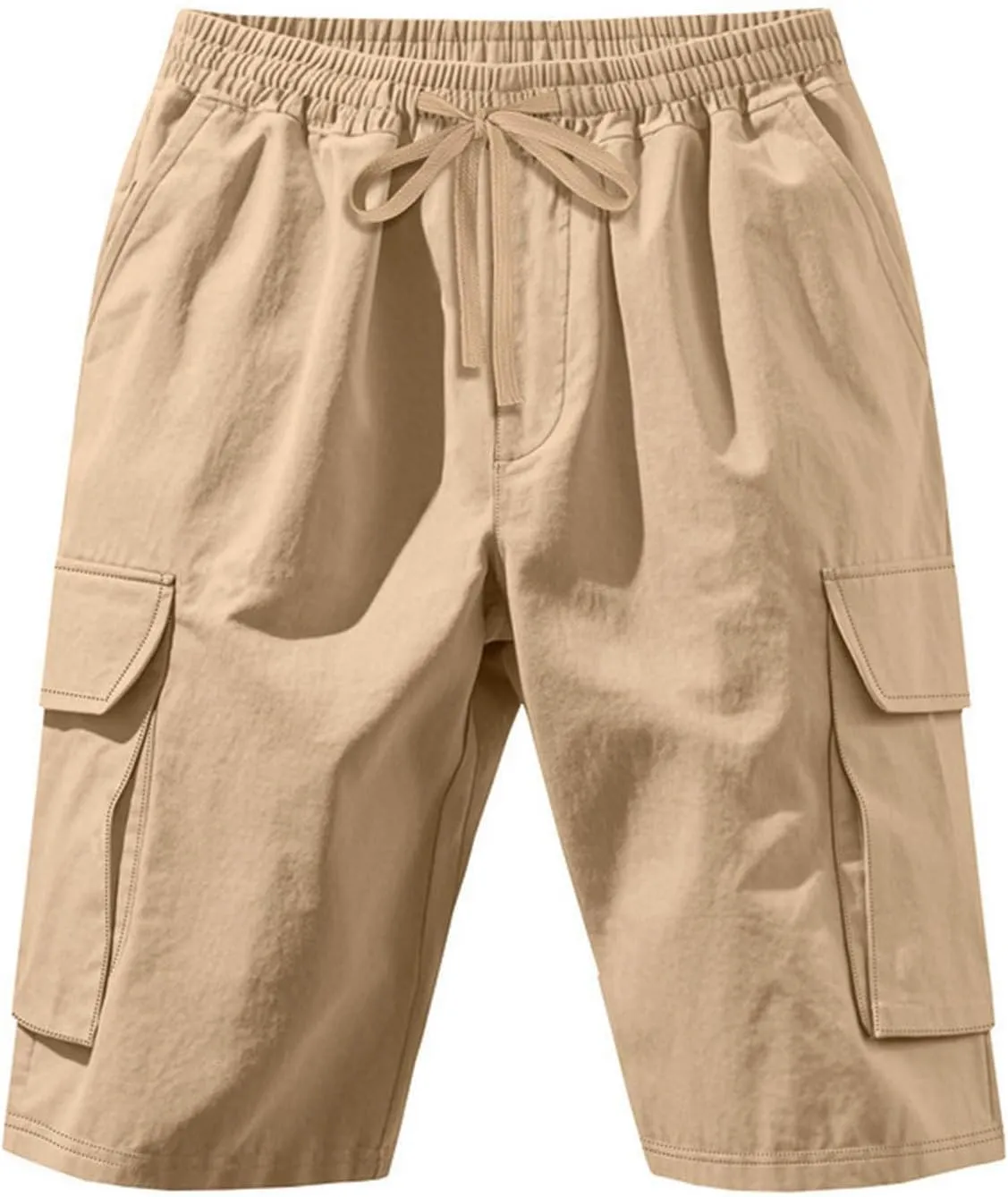 Cargo Shorts for Men Stretch Waist Drawstring Casual Chino Pant Outdoor Hiking Workout Lightweight Work Outfit Pocket