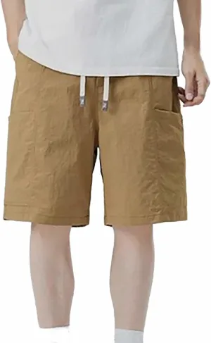 Cargo Shorts for Men Thin Baggy Comfy Retro Functional Sport SweatShorts Trendy Drawstring Summer Shorts with Pockets