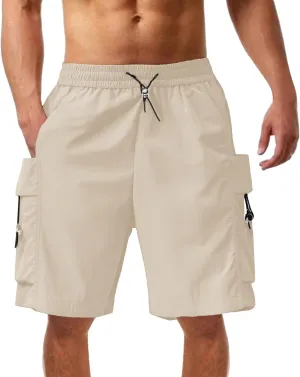Cargo Shorts for Mens Elastic Waist Drawstring Casual Pants Loose Fit Comfy Summer SweatShorts with Multi Pocket 2025