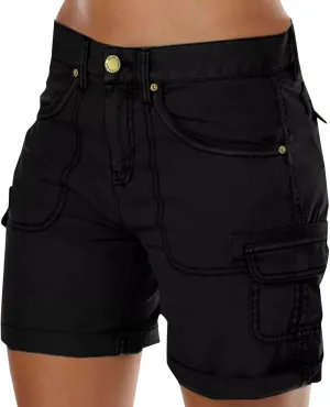 Cargo Shorts Women High Waisted Casual Pull On Hiking Shorts Lightweight Plus Size Summer Loose Fit Short Pants Clothes