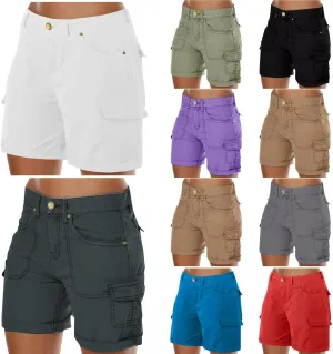 Cargo Shorts Women High Waisted Casual Pull On Hiking Shorts Lightweight Plus Size Summer Loose Fit Short Pants Clothes
